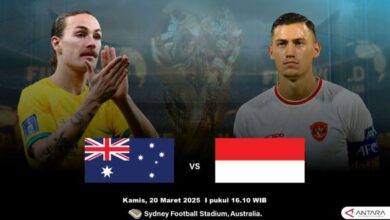 Head to head pertandingan Tanah Air vs Australia